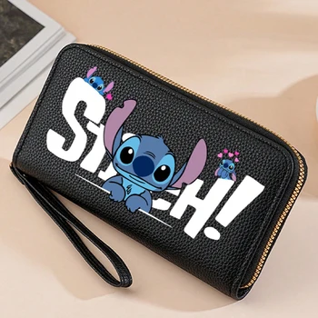 Stitch Long Zip Wallet with Stitch Print & Wrist Strap, Multi-Card Cute Cartoon Pattern Soft Texture Wallet for Women, 4 Colors 1