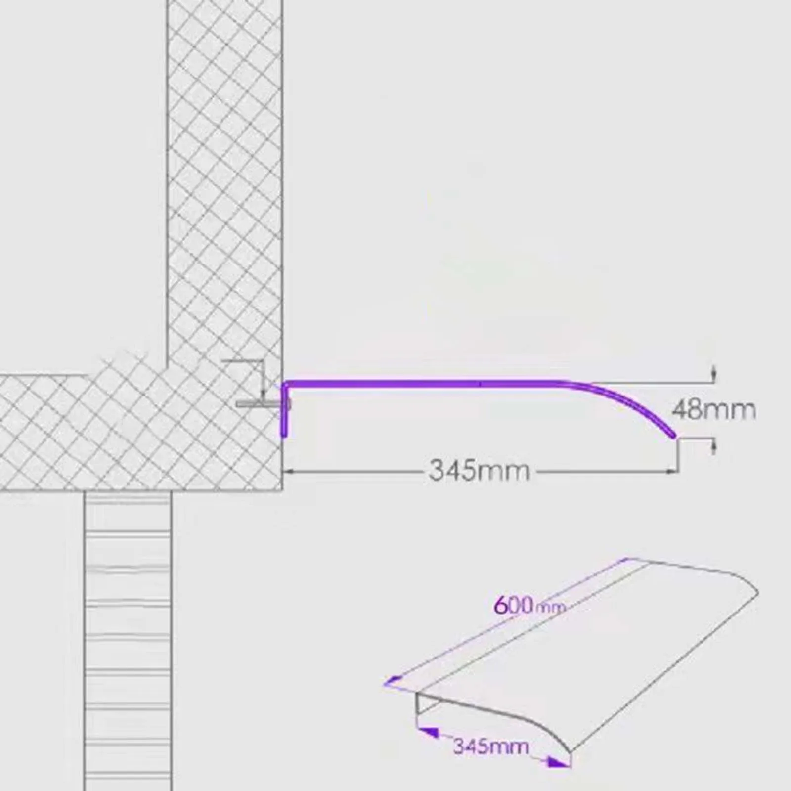 Window Awning Window Canopy Door Awning Shade Transparent Porch Awning Durable Wall Mounted with Screws Sturdy Outdoor Garden PC Door Canopy