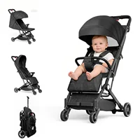 Poussette pliable légère - Pliable - Convient aux nouveau-nés jusqu'à 22 kg - Capote solaire extra large (Rose/Noir/Gris/Khaki) 2