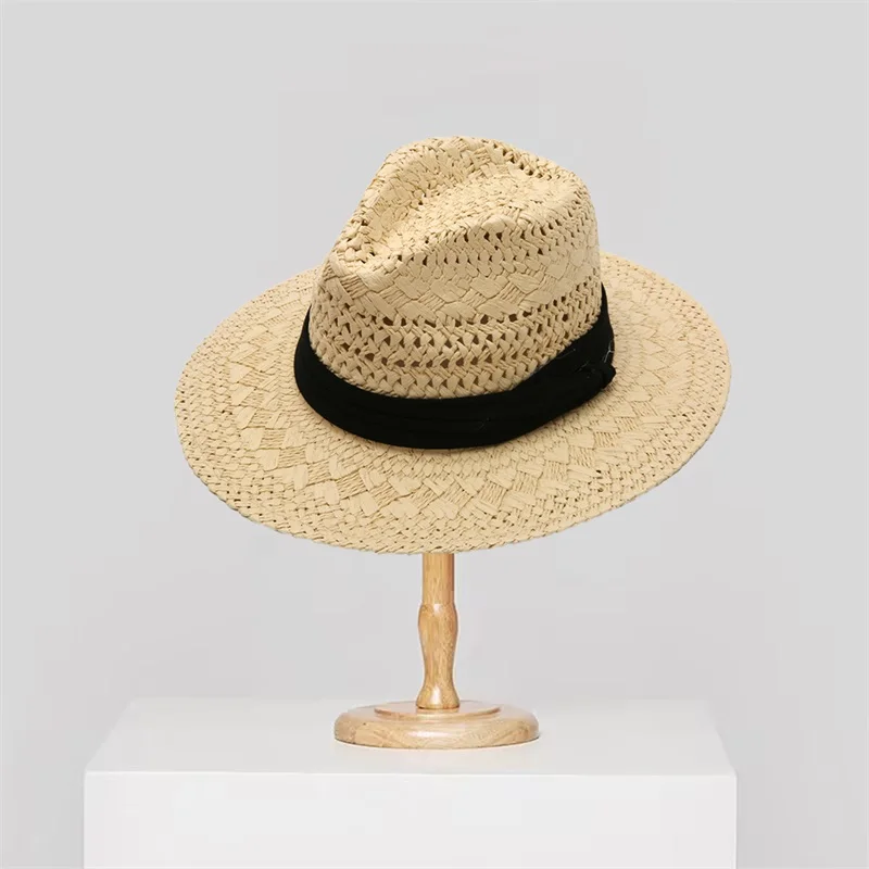 Fashionable Unisex Panama Hat with Breathable Mesh Design and Wide Brim for Outdoor Sun Protection and Style