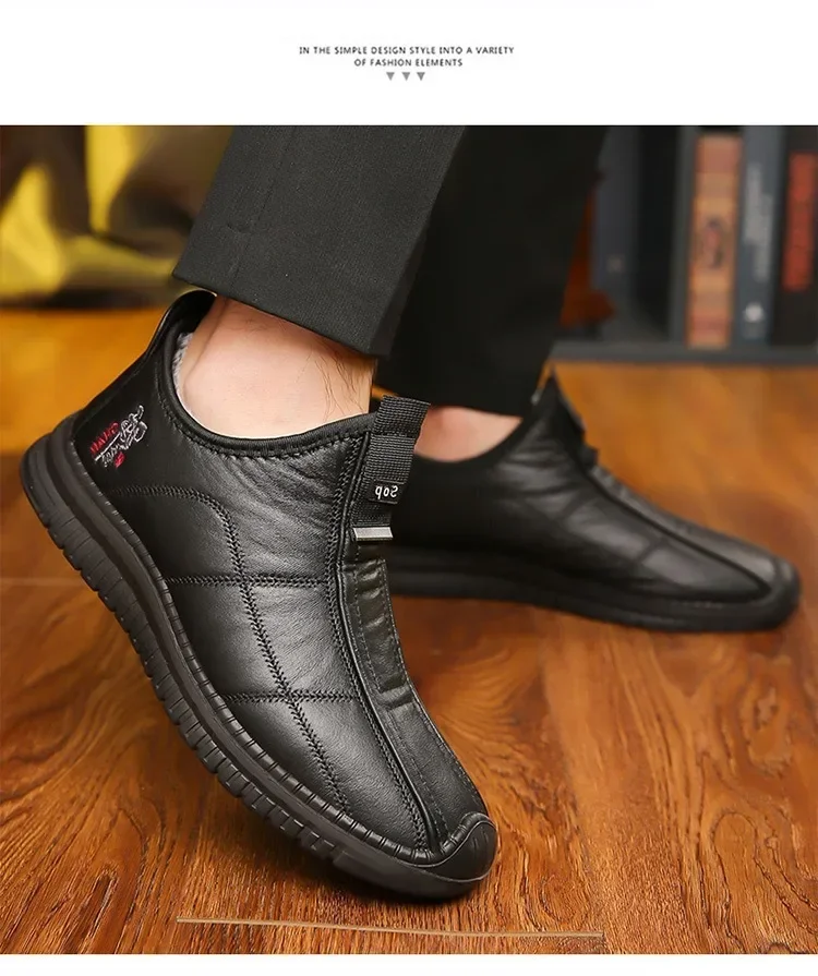 Winter Men's Boots Thick and Warm Outdoor Soft Soled Comfortable and Waterproof Walking Men's Boots Oversized Men's Work Shoes
