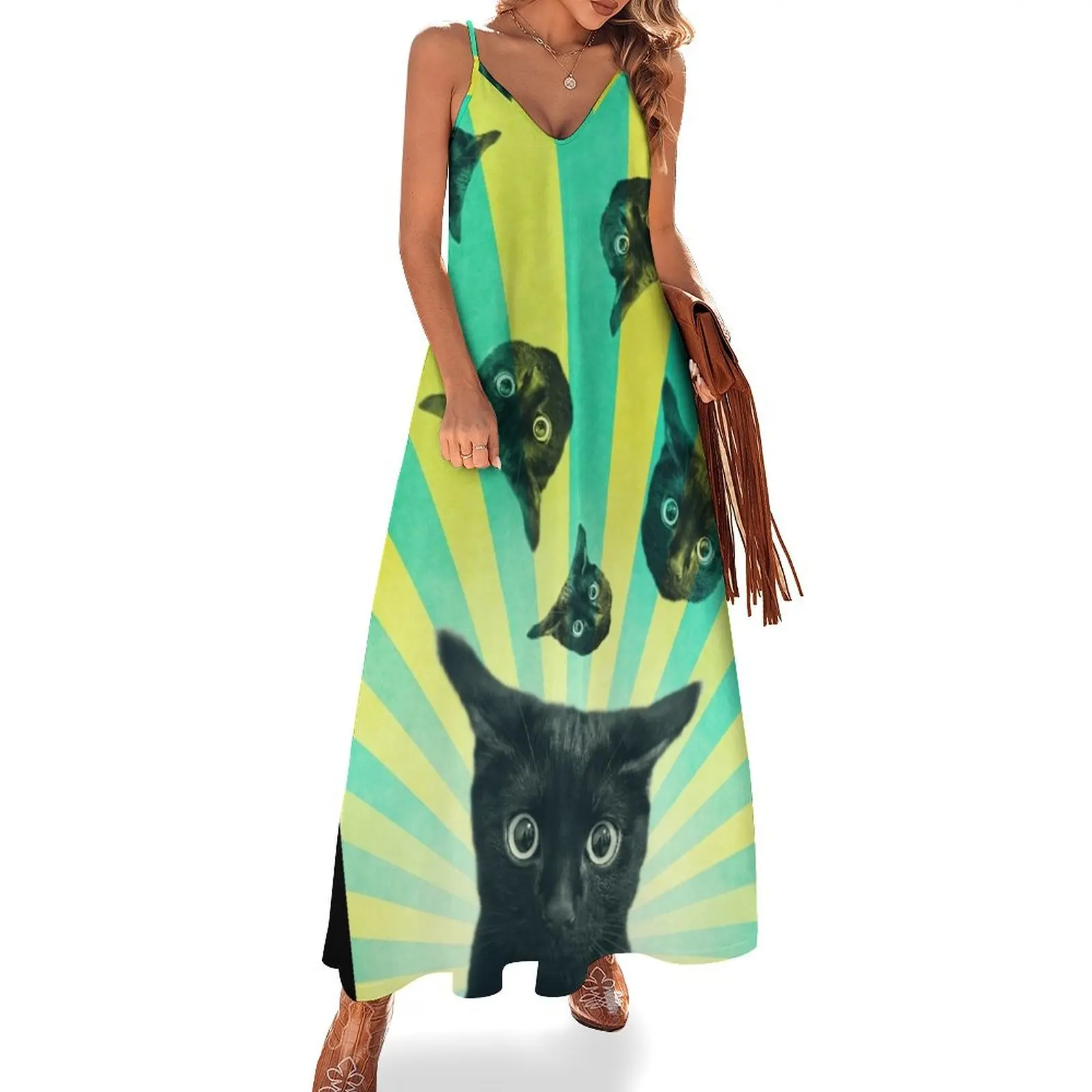 

Cat Explosion Sleeveless Dress long sleeve dress luxury dress