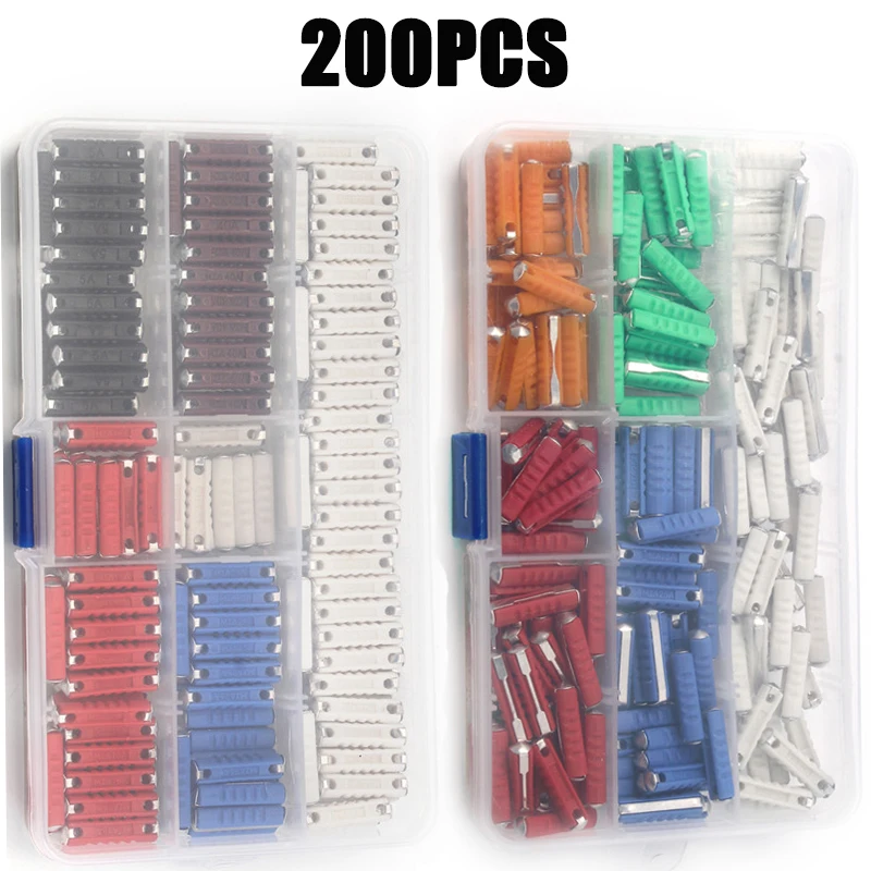

200pcs Classic Car Auto Fuses Kit 5/8/16/25/40A Automotive Ceramic Continental Car Fuse European Car Auto Blade Fuse Kit
