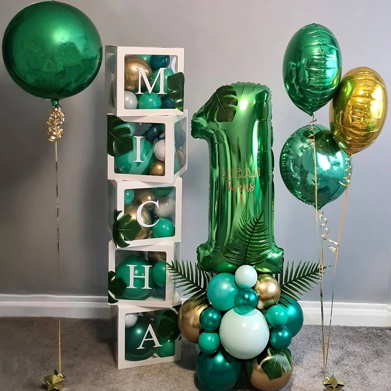 32/40inch Dark Green number balloons Foil Balloon Jungle Safari Birthday Balloon Party Baloon 0 1 2 3 4 5 6 7 8 9 globos Balls images - 6