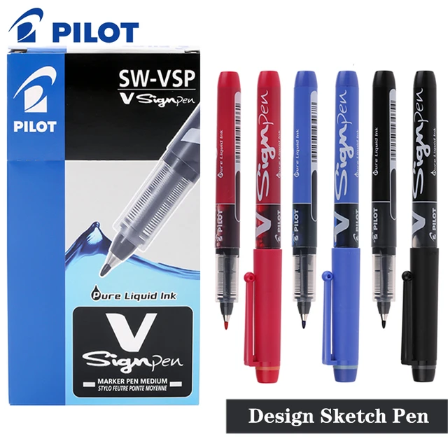 12 Pcs/Box PILOT V-sign Pen SW-VSP Large Capacity Water Pen Sketching  Design Hand Painted 1.0mm Office Accessories Stationery - AliExpress