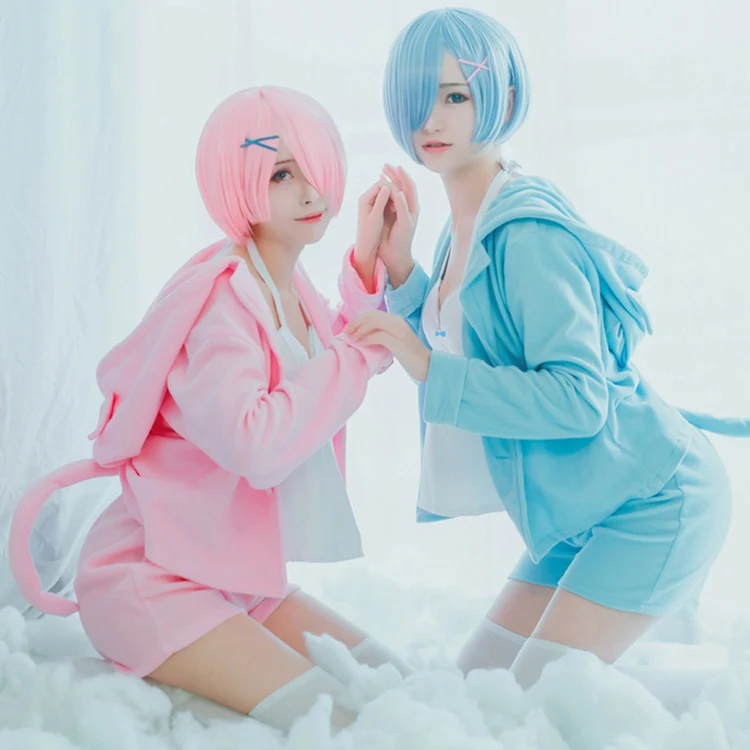 

Anime Re:Life in a Different World Cosplay Costumes Rem Ram Pajams Cute Party Suit Halloween Carnival Uniforms Custom Made