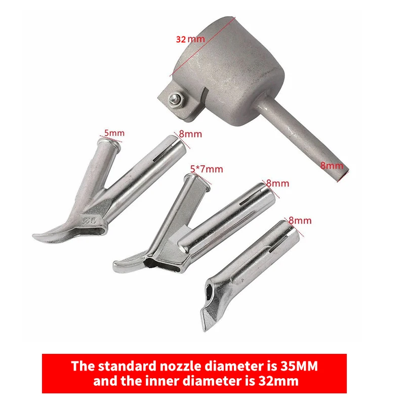 4 Pcs Hot air welding torch fittings welding nozzle Stainless steel nozzle triangle fixed point round