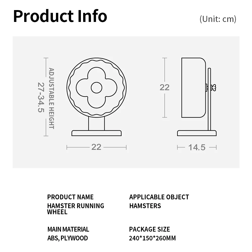 애완동물 조깅 스포츠 러닝 휠 햄스터 휠, 작은 동물 쥐 운동 휠, 친칠라 휠, 햄스터 액세서리 장난감, 22cm