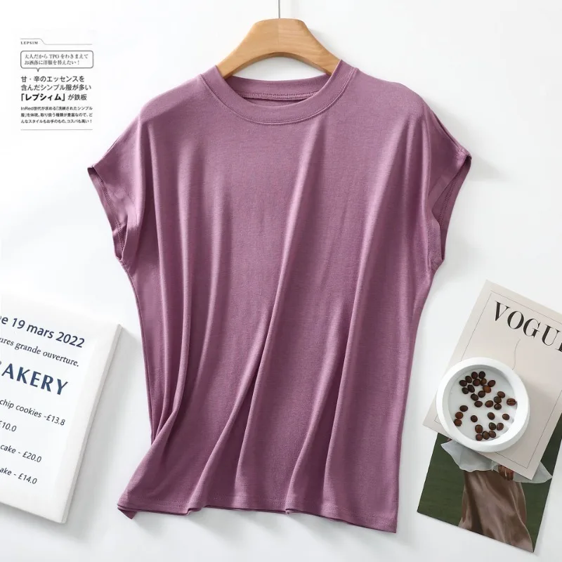 Sleepwear Lingerie Sleepwear Lingerie Set Women Crop Tees New Summer Short Sleeve Top Pajamas Pure Cotton Round Neck Sleeveless T-shirt Women's Loose Large Solid Home Furnishing