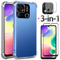 redmi 10a, tempered glass + case for redmi 10a 10c soft clear shockproof silicone phone cases redmi10a xiaomi redmi 10 a cover 1