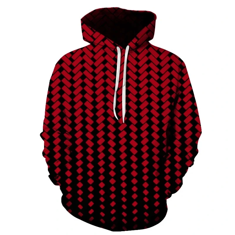 Men's Autumn And Winter New Dizziness 3d Printed Hooded Drawstring Clothing Top Casual Loose Oversized Long Sleeved Hoodie。