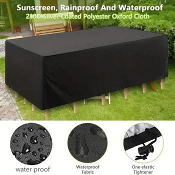 Copertura protettiva per mobili da giardino da 1 pezzo Copertura protettiva in tessuto Oxford UV 210D impermeabile e antivento per tavolo da giardino 1