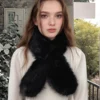 Faux Rabbit Fur Scarf Winter Warm Neckerchief Women Solid Color Neck Muffler Long Plush Shawl Ladies Thick Scarves 4