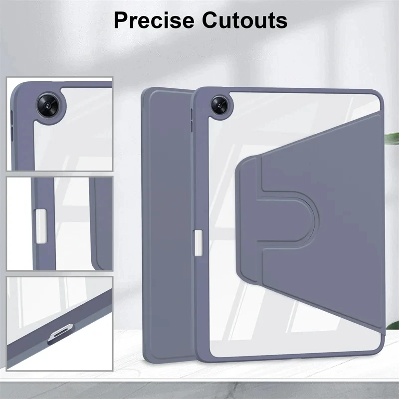Elegant 360° Rotating Acrylic Tablet Stand Case with Pencil Holder -