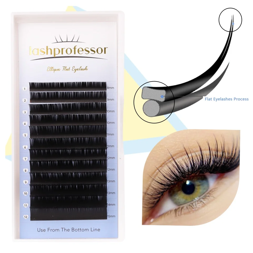 

Lashprofessor Ellipse Flat Eyelash Extensions Two Split-tips Mink Eyelashes Natural and Soft Make Up False Eyelashes Supplies