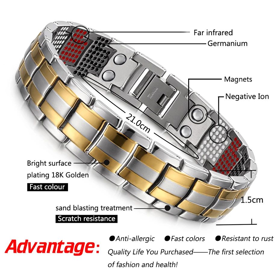 Men's Bracelet Bio Energy Magnetic Power Titanium