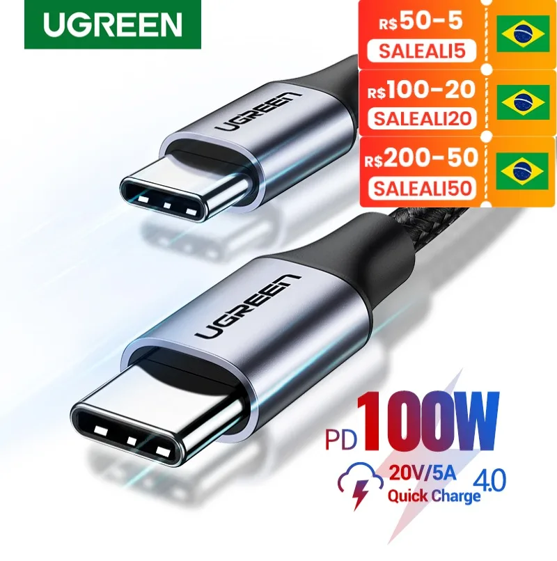 Ugreen USB C to USB Type C for Samsung S20 PD 100W 60W Cable for MacBook iPad Pro Quick Charge 4.0 USB-C Fast USB Charge Cord