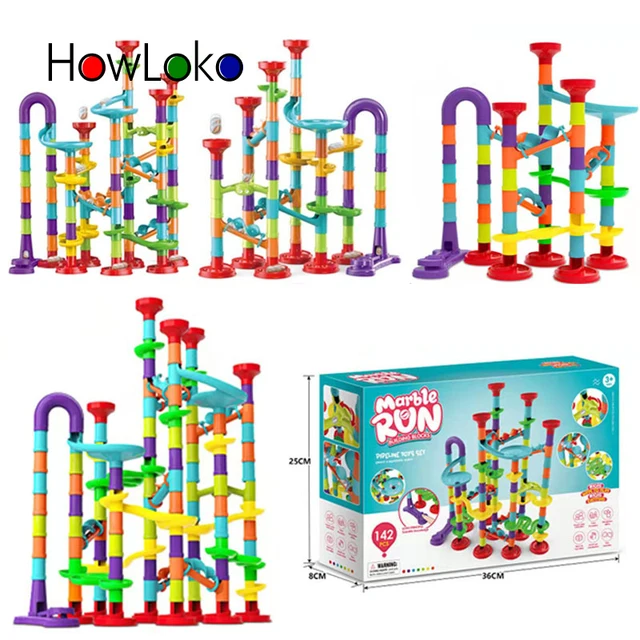 DIY Track Pipe Building Blocks for Children Ball Circuit Marble Race Run Maze Balls Educational Toys Gift E Blocks 1