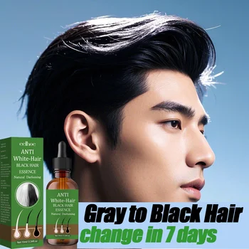 Olio per capelli da grigio a nero Riduce la grigio precoce nutre le follicoli Ripristina il pigmento nero naturale che oscura i capelli grigi/bianchi