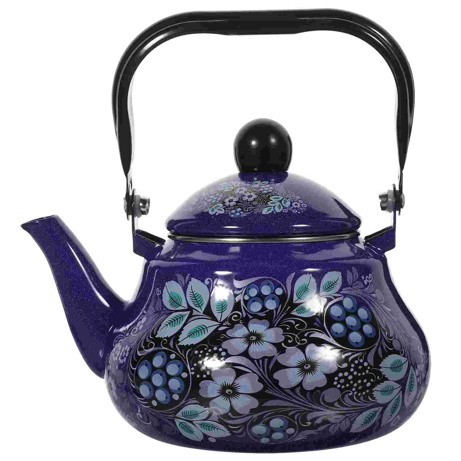 Pear Shaped Enamel Water Kettle Stove Top Tea Pot Vintage Kitchen Hot Beverage Boiler Gas Induction Cooker Water