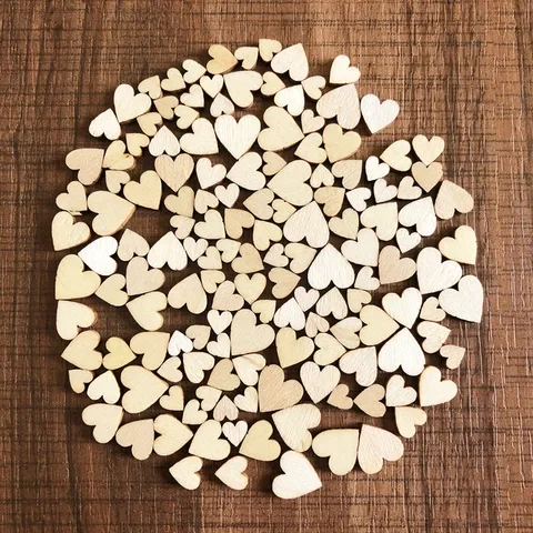 

100pcs Rustic Wedding Decoration Wood Wooden Hearts Love Vintage Wedding Table Decoration Crafts Event Party DIY Decorations