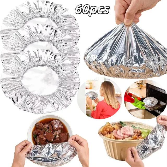 Couvercle de bol en aluminium réutilisable, 10 à 60 pièces, isolation thermique et conservation de la chaleur, four de qualité alimentaire, pique-nique à emporter 1