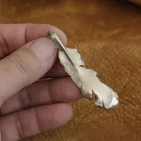 Detail Cupronickel Feather Pendant Biker Punk Jewelry CP52 2