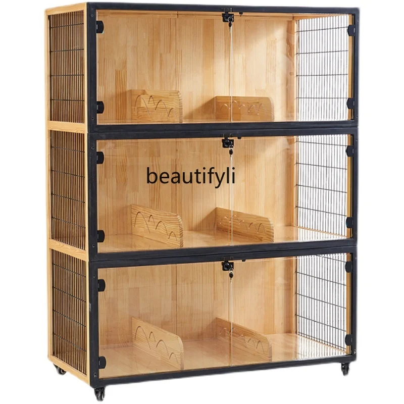 

Breeding Cat Villa Home Three-Layer Breeding Cat Cage Cat Cabinet Solid Wood Breeding Cat Cage Oversized Cat Nest House