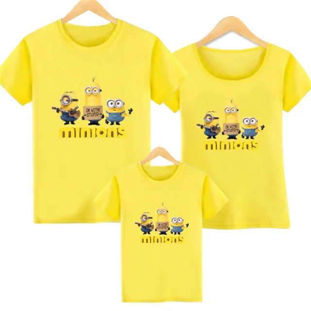 Disney Minions family cotton printed t-shirts men and women summer new loose short-sleeved parent-child outfits cartoon tops 6