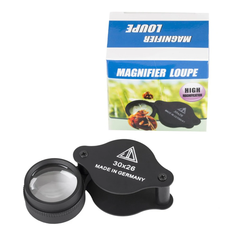 Folding Jewllery Loupe Portable Magnifying Glass Pocket Jewllery Magnifier Glasses 30X Magnification for Antique Appreciation