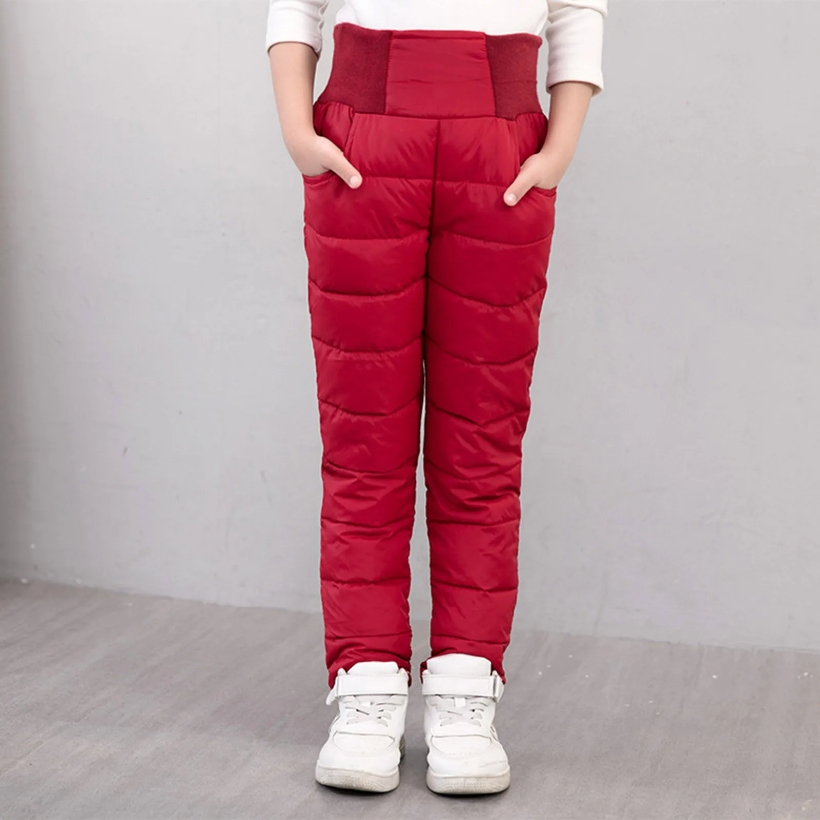 Little Girls Boys Solid Snow Pants Thick Winter Warm Kids Pants Baby Snowsuit 12-18 Months Insulated Overalls Ski Set For Boys