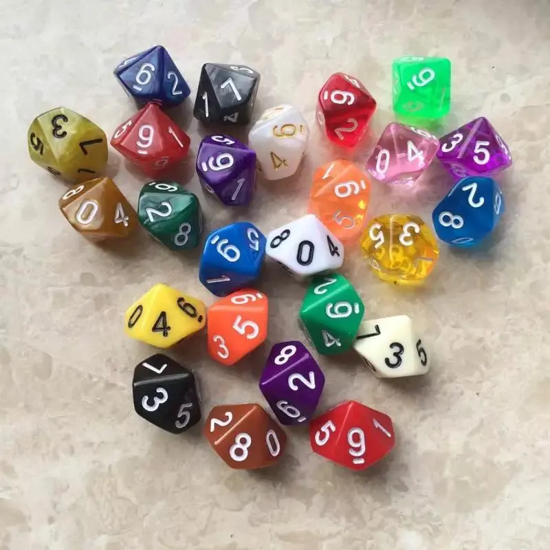 10 Pcs/set 0-9 Digital Dice 10-sided Educational Games Entertainment Accessories