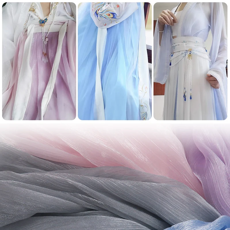 1 m Wasser Welligkeit Organza Stoff Gute Qualität Crepe Gaze Tüll DIY Dekorative Hochzeit Hanfu Stoff Elegante Helle Romantische stil – Detail 3