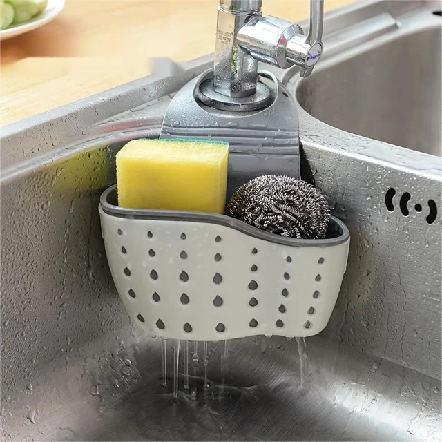 Double-layer Sink Hanging Bag Kitchen Rack Faucet Sponge Holder Storage Hanging Basket Kitchen Storage Rack Sink Accessories 2