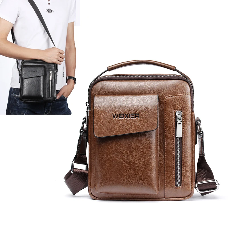 Men'S Shoulder Bag Briefcase Purse PU Leather Square Messenger Handbags Cross Business Designer Crossbody Tote Side Bag For Men