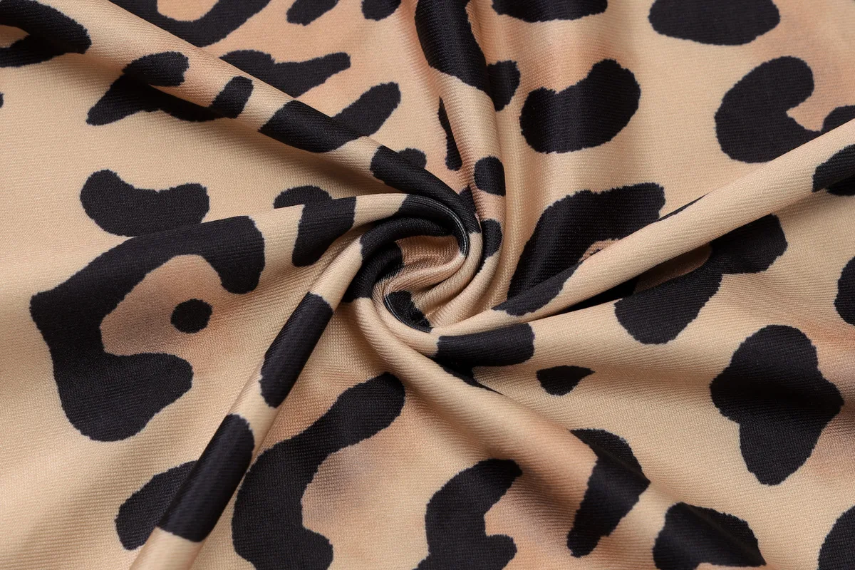 Leopard Printed Slim Long Dress Female Fashion Patchwork Contrast Elegant Long Sleeve Party Dress For Women Autumn Dress