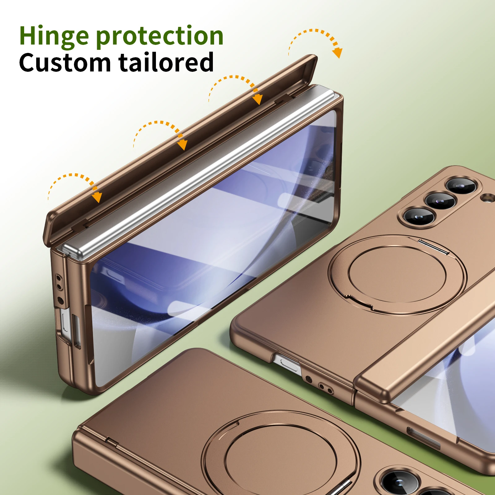 Magnetic 360° Rotating Alloy Stand Case with Hinge Protection and Front Glass Screen Film