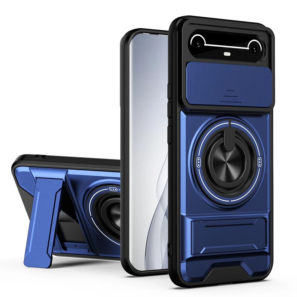Magnetic Shockproof Phone Case with Slide Camera Protection and Upright Kickstand