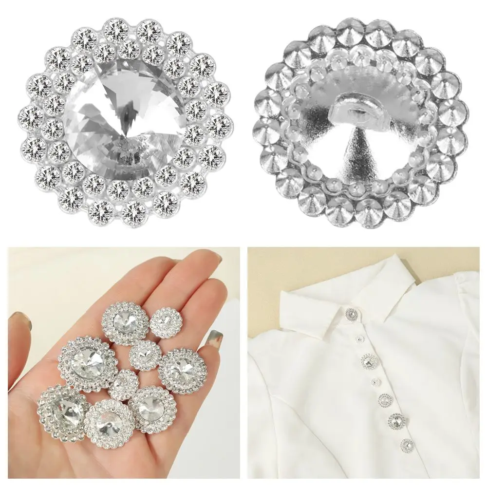10Pcs/Set Metal Rhinestone Buttons Shirt Sewn Buttons DIY Accessories ...