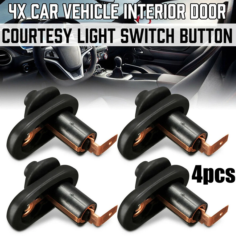 

4x Universal Car Plastic/Metal Black Vehicle Interior-Door Courtesy Light Lamp Switch Button Part Car Accsesories