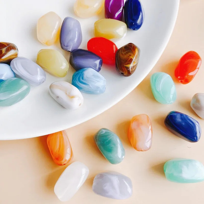 

Fashion Irrgeual Double Color Imitation Pearl Resin DIY Loose Beads Fit For Jewelry Making 21*12MM 10 Pieces y15939