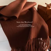Knitted Scarf Women 100% Wool Winter Warm Scarves Bright Solid Color Design Thickened Shawl Soft Cashmere Pashmina Neck 2025 NEW - Image 6