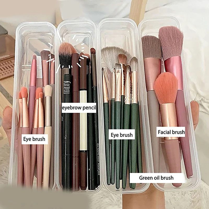 Makeup Brush Organizer Transparent With Cover Eyebrow Pencil Boxes Portable Women Cosmetic Storage Organizer Makeup Tools 3