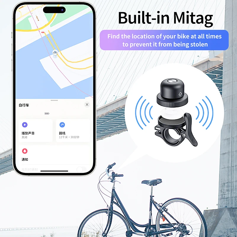 Bike Theft Cycle Tracking Device Mechanical Bicycle Bell Hidden