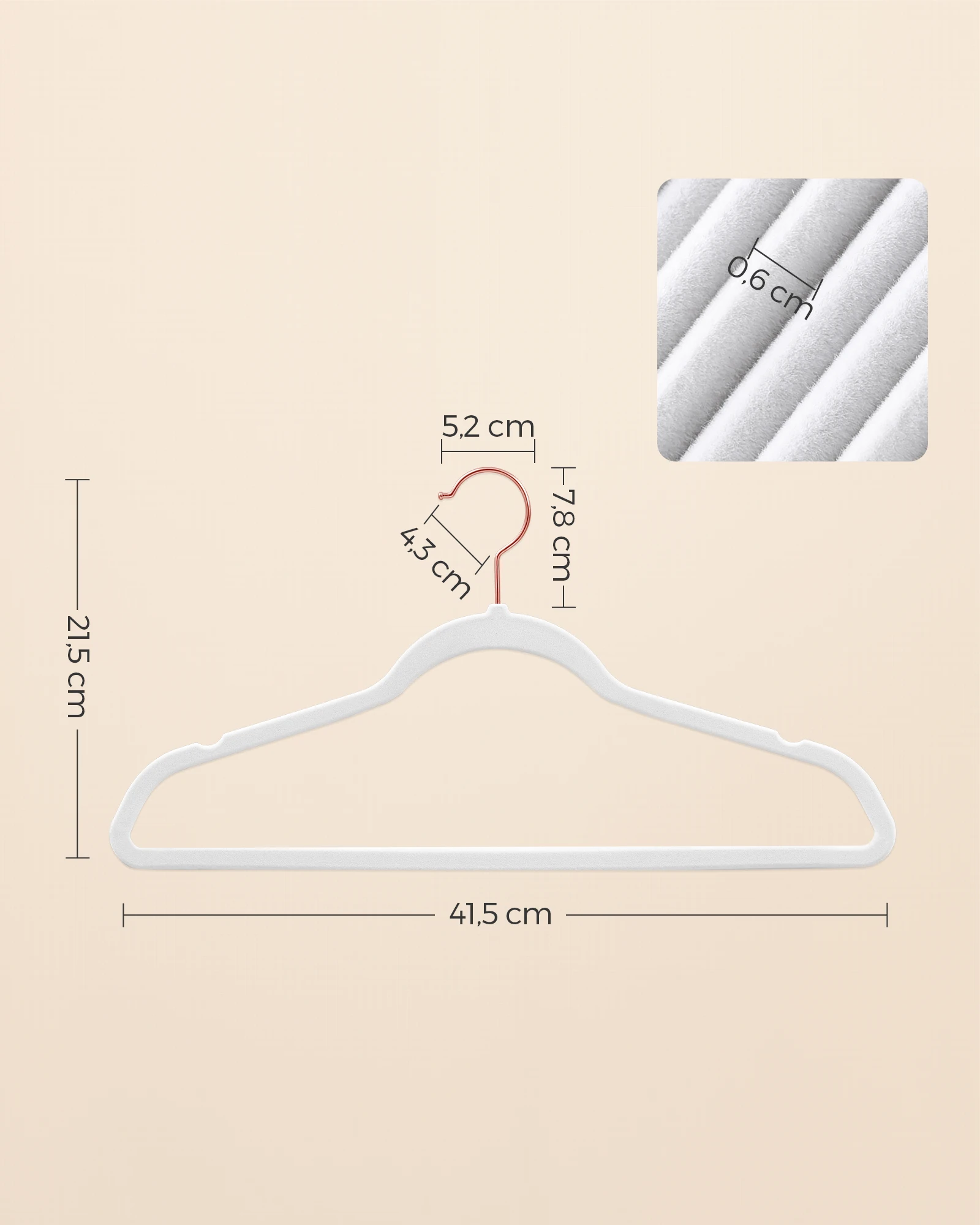 SONGMICSHOME Velvet Hangers 50 Pack, Non-Slip Hangers with Rose Gold-Colored Swivel Hooks, Slim Space-Saving Hangers 6