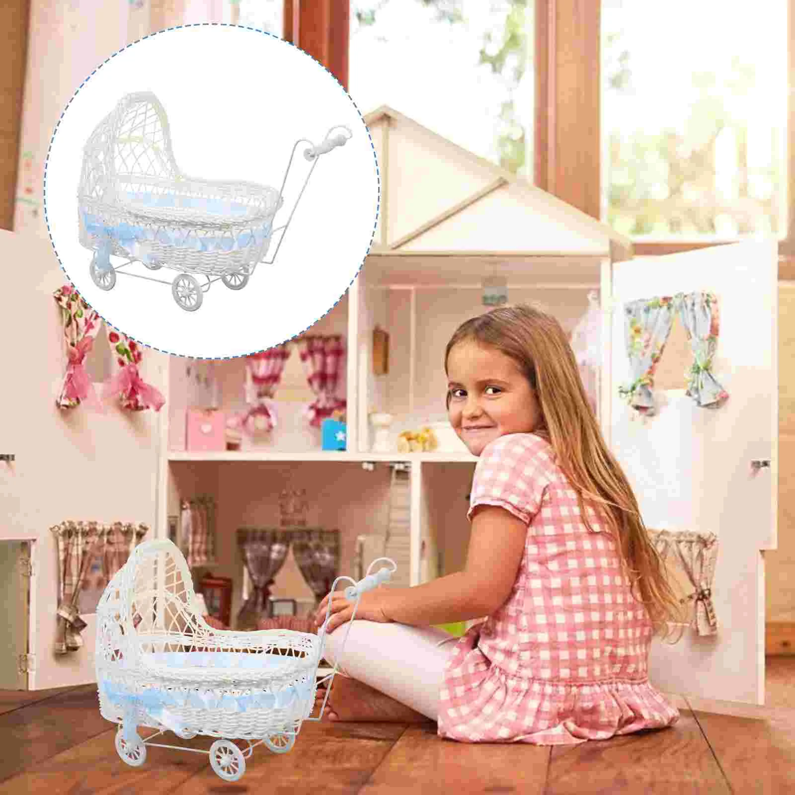

Basket Baby Flower Shower Party Candy Box Wedding Decorations Woven Stroller Favors Baskets Gift Carriage Mini Storage Favor