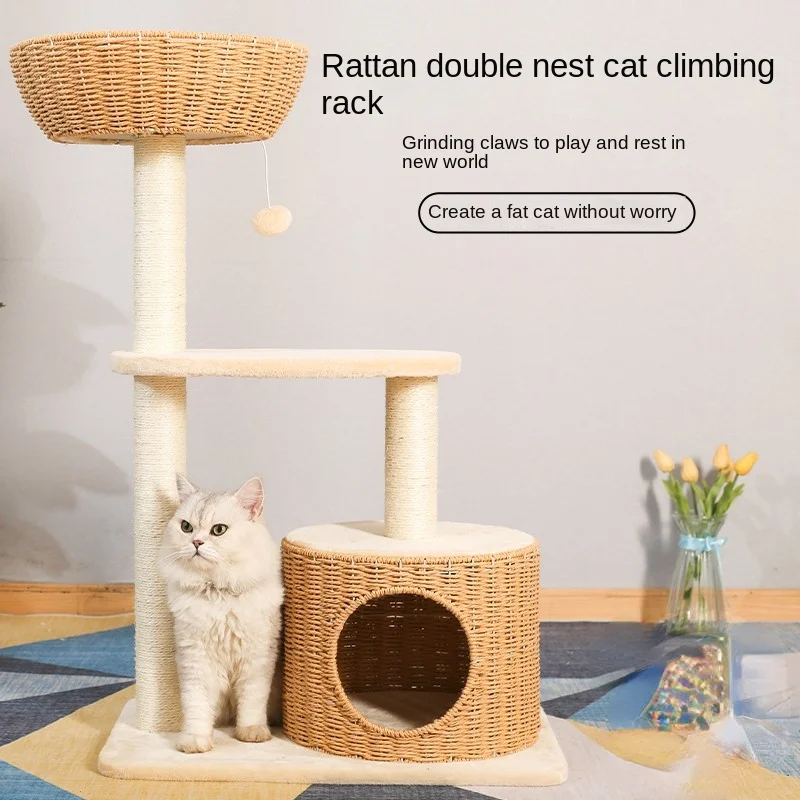 

Cat Climbing Frame Woven Nest Tree House Multi-Layer Scratching Post Jumping Platform Board Pet Supplies