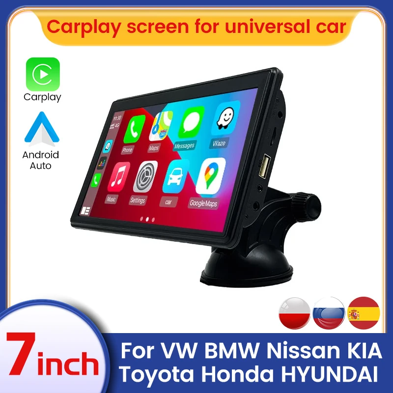 7.5 Inch IPS Screen Car Portable Wireless Apple CarPlay Tablet Android Radio Multimedia Bluetooth Navigation HD1080 Stereo Linux headrest monitors with bluetooth