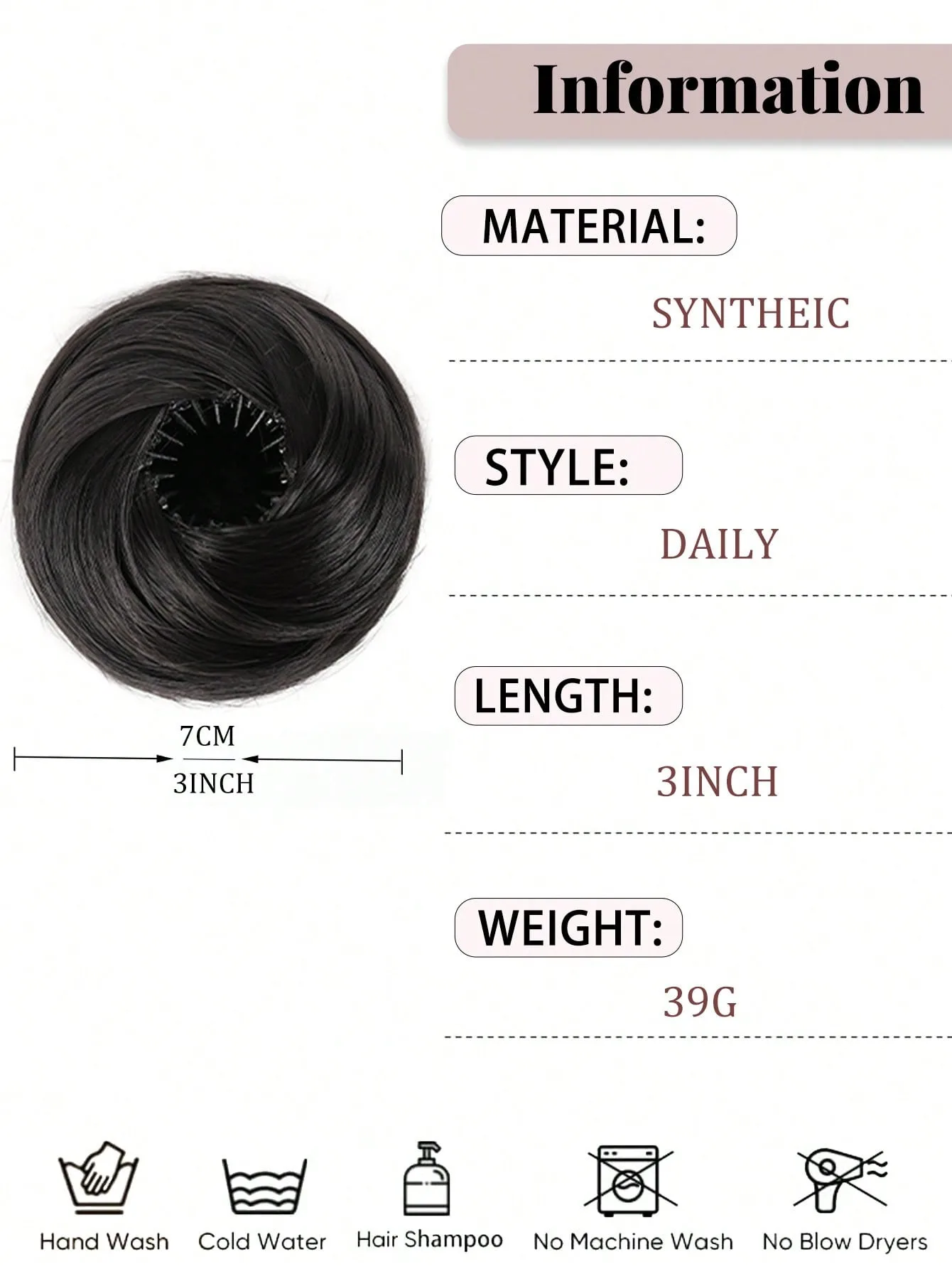 Adjustable Synthetic Bun Ponytail Wig For Women Magic Bird's Nest Shaped Hair Bun With Circle Elastic Clips Straight Donut Updo