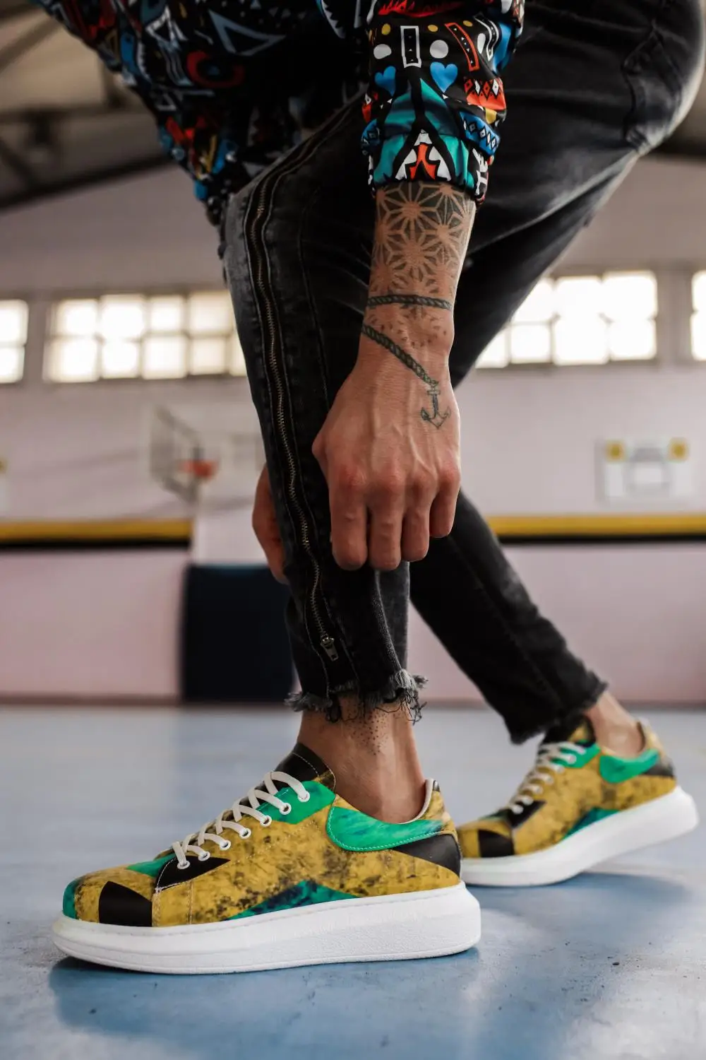 2022 Her Mevsim Kullanılabilir, Hafif, Rahat, Nefes Alabilir Erkekler Ayakkabısı Knack Dijital Baskı Ayakkabı R044 Jamaika Renkl